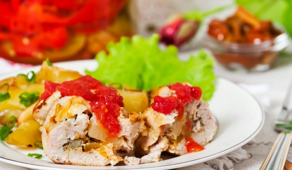 Пиле с гъби по мадридски